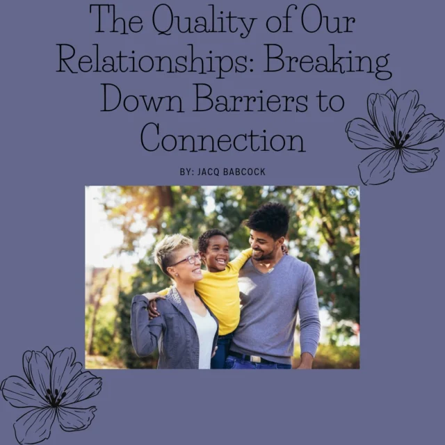 Connection is one of the most important aspects of a relationship. Failing to know how to care for connection with your partner can be difficult and confusing. If you find yourself wanting to understand more about why it’s so important and how to let it flourish read more at https://decidetocommit.com/the-quality-of-our-relationships-breaking-down-barriers-to-connection/  #decidetocommit #relationshipconnection #romanticrelationships #barrierstoconnection